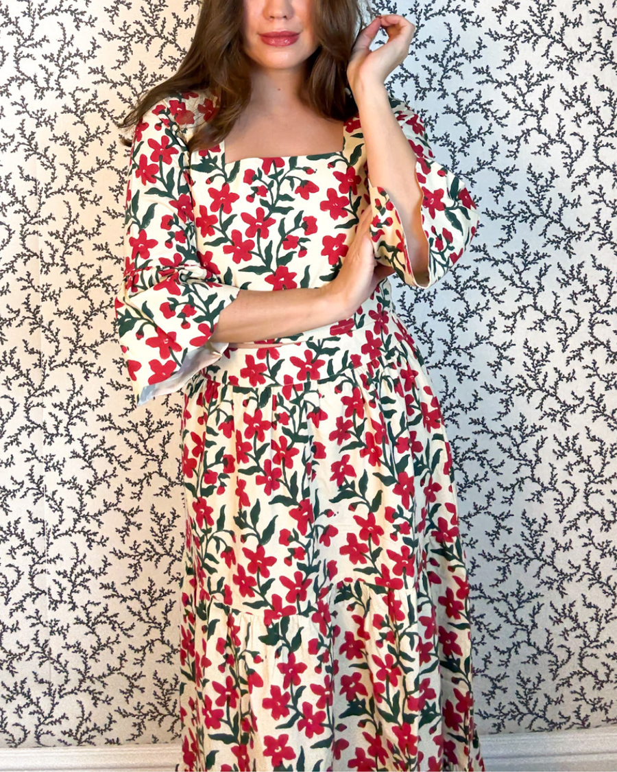 THE LOWELL CROP TOP ECRU POPPY